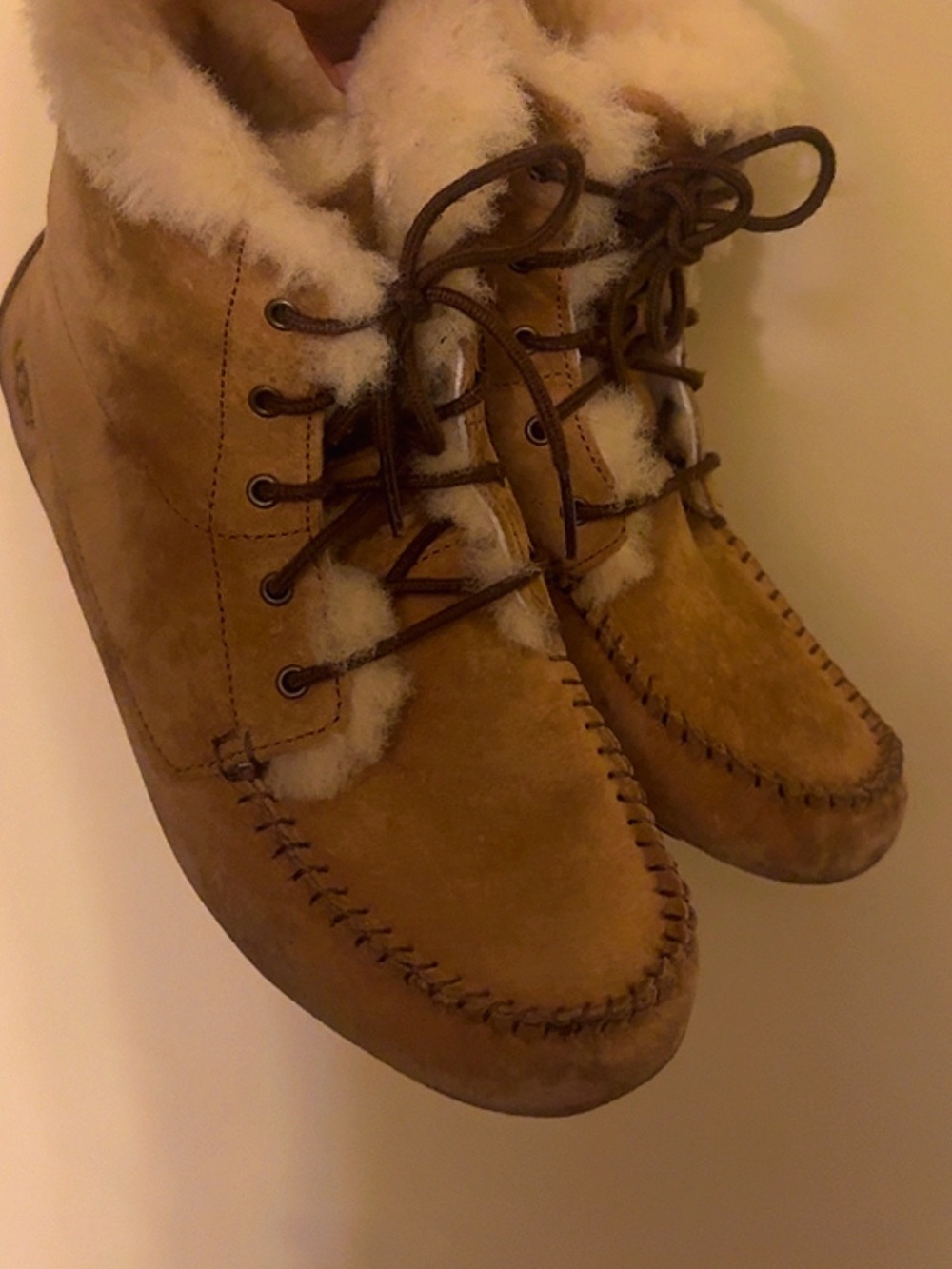 UGG Chestnut Suede Shearling Moccasin Flats
